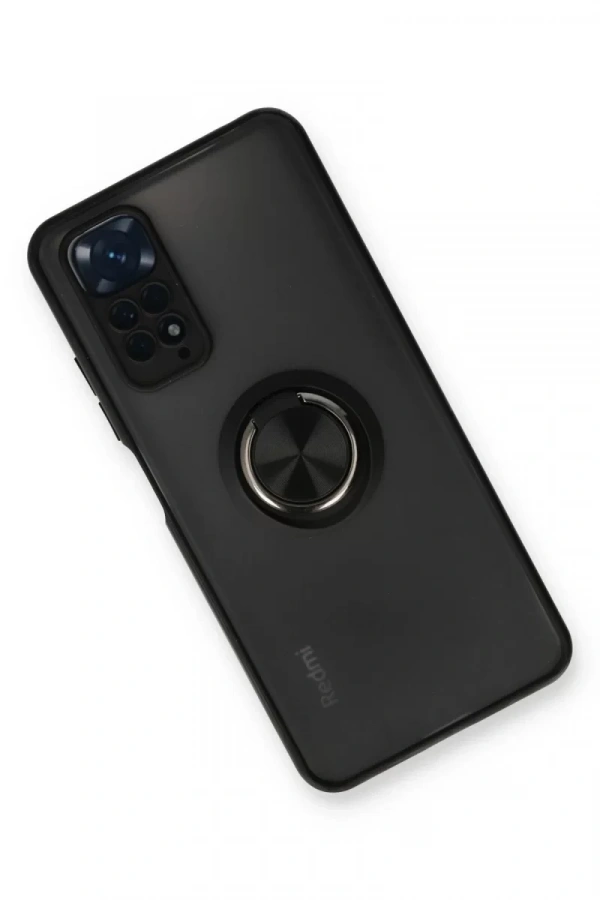 Xiaomi Redmi Note 11 Kılıf Montreal Yüzüklü Silikon Kapak - Siyah