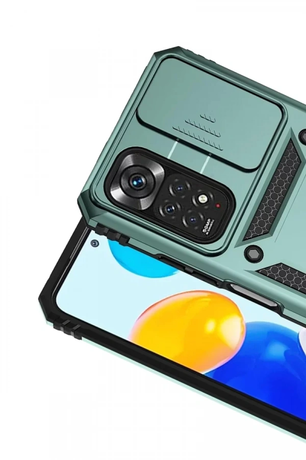 Xiaomi Redmi Note 11 Pro Kılıf Pars Lens Yüzüklü Silikon - Yeşil