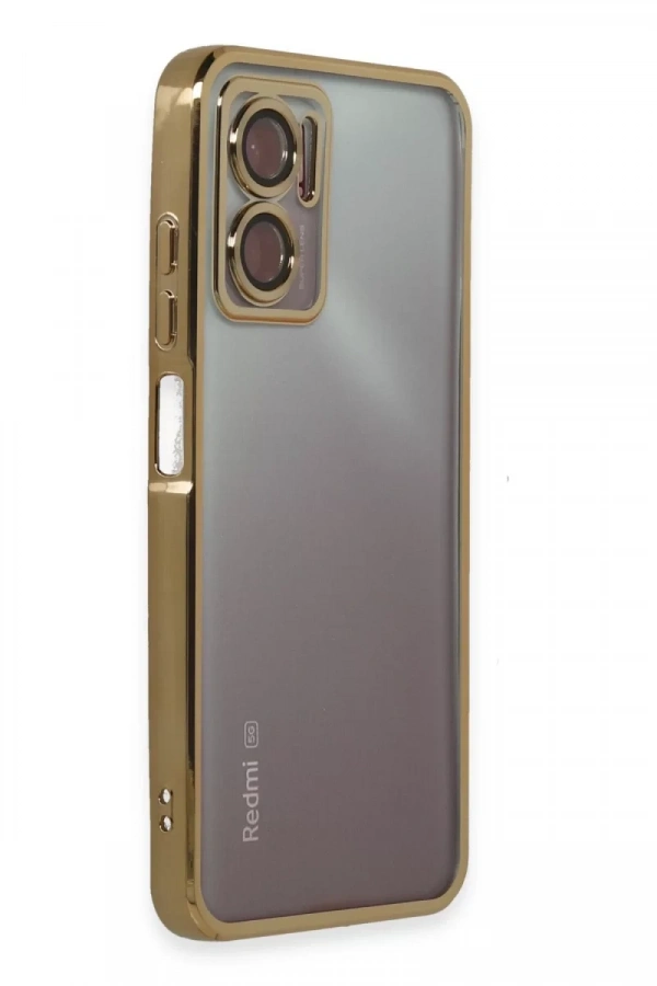 Xiaomi Redmi Note 11E Kılıf Lensli Silikon - Gold