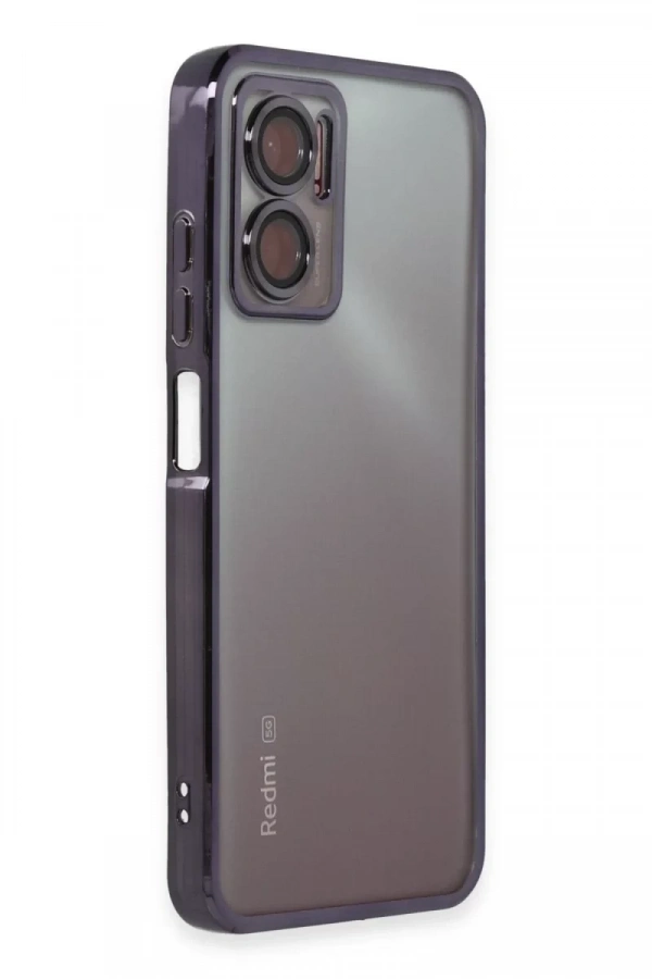 Xiaomi Redmi Note 11E Kılıf Lensli Silikon - Mor