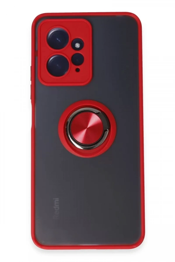 Xiaomi Redmi Note 12 4G Kılıf Montreal Yüzüklü Silikon Kapak - Kırmızı