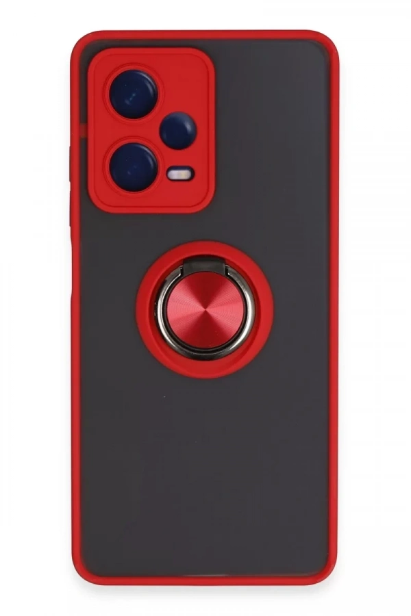 Xiaomi Redmi Note 12 5G Kılıf Montreal Yüzüklü Silikon Kapak - Kırmızı