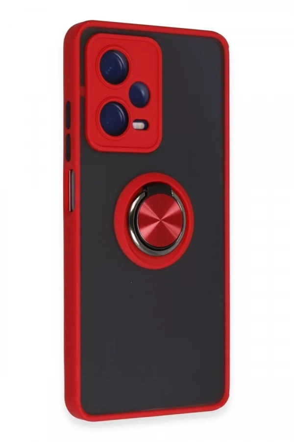Xiaomi Redmi Note 12 5G Kılıf Montreal Yüzüklü Silikon Kapak - Kırmızı