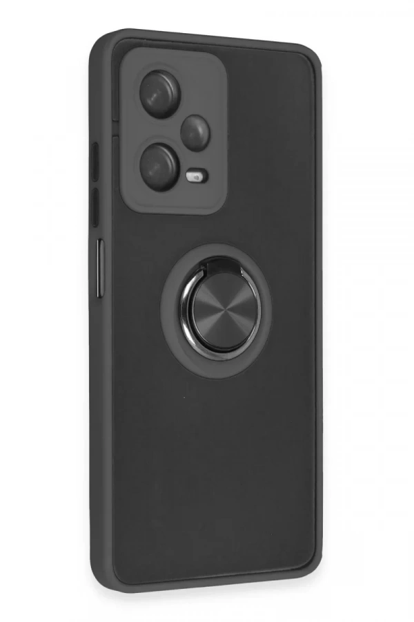 Xiaomi Redmi Note 12 5G Kılıf Montreal Yüzüklü Silikon Kapak - Siyah