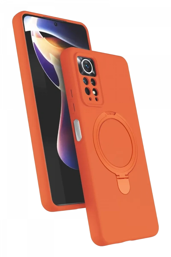 Xiaomi Redmi Note 12 Pro 4G Regal Magsafe Standlı Kapak - Turuncu
