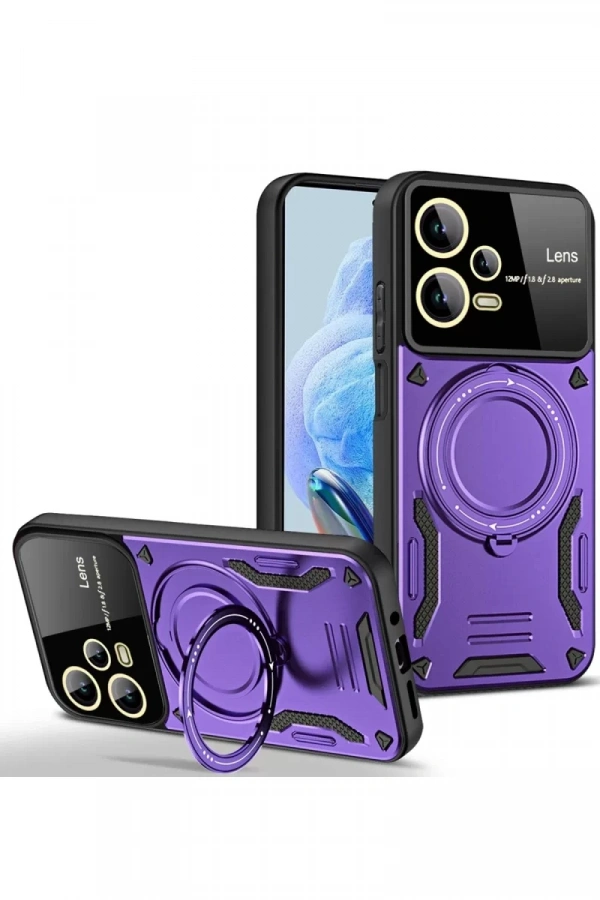 Xiaomi Redmi Note 12 Pro 5G Kılıf Joy Lens Standlı Kapak - Mor