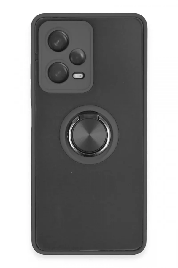 Xiaomi Redmi Note 12 Pro 5G Kılıf Montreal Yüzüklü Silikon Kapak - Siyah