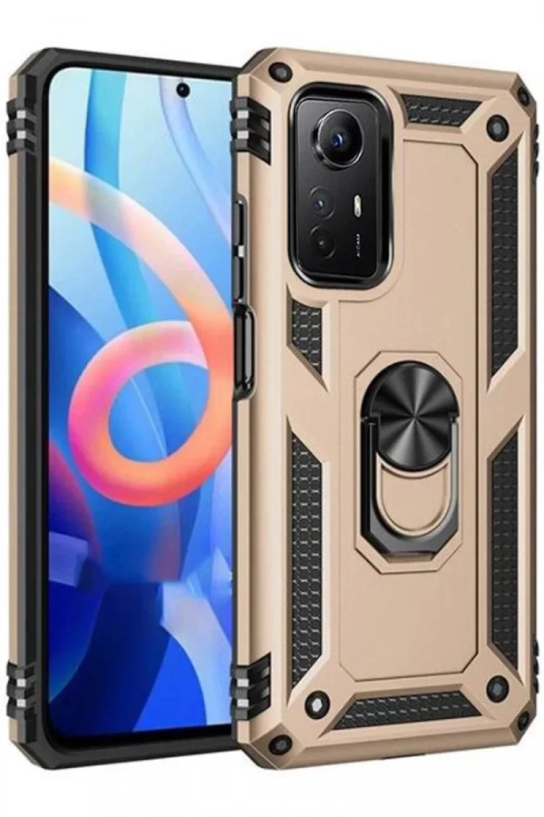 Xiaomi Redmi Note 12S Kılıf Sofya Yüzüklü Silikon Kapak - Gold
