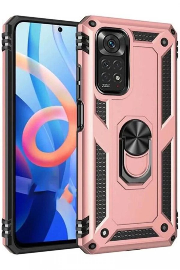 Xiaomi Redmi Note 12S Kılıf Sofya Yüzüklü Silikon Kapak - Rose