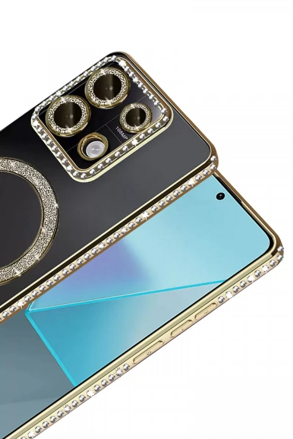 Xiaomi Redmi Note 13 Pro 4G Joke Simli Magneticsafe Kılıf - Gold