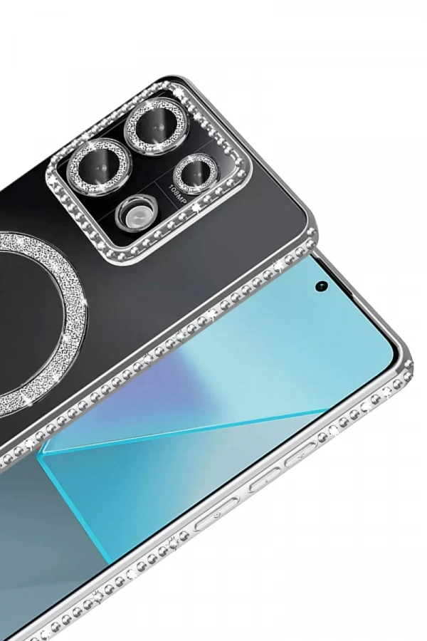 Xiaomi Redmi Note 13 Pro 4G Joke Simli Magneticsafe Kılıf - Gümüş