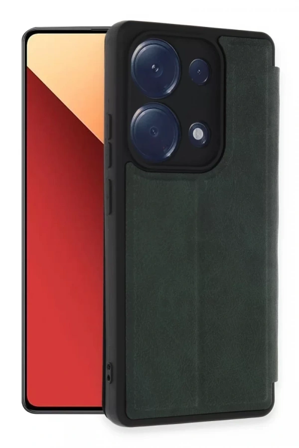 Xiaomi Redmi Note 13 Pro 4G Kılıf Flip Cover - Koyu Yeşil