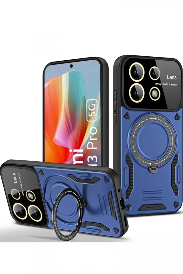 Xiaomi Redmi Note 13 Pro 4G Kılıf Joy Lens Standlı Kapak - Lacivert