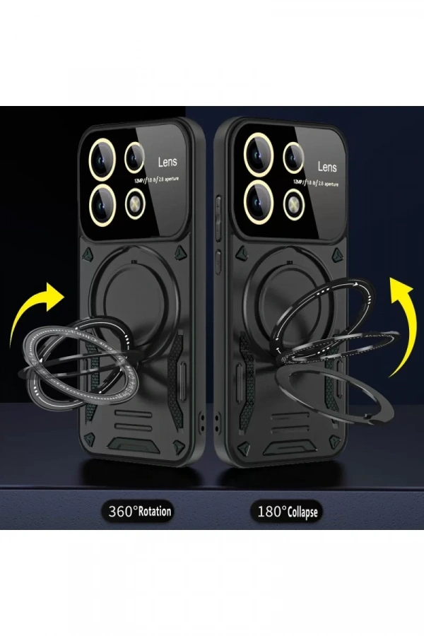 Xiaomi Redmi Note 13 Pro 5G Kılıf Joy Lens Standlı Kapak - Siyah