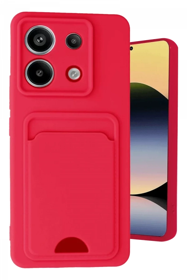 Xiaomi Redmi Note 13 Pro 5G Kılıf Kelvin Kartvizitli Silikon - Kırmızı