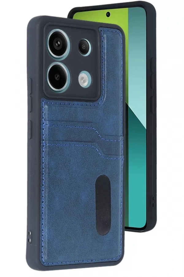 Xiaomi Redmi Note 13 Pro 5G Kılıf Sara Kartvizitli Deri Kılıf - Lacivert