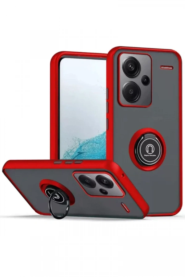 Xiaomi Redmi Note 13 Pro Plus Kılıf Montreal Yüzüklü Silikon Kapak - Kırmızı