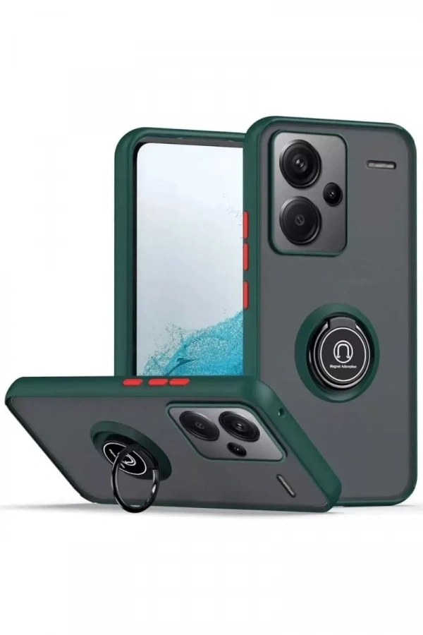 Xiaomi Redmi Note 13 Pro Plus Kılıf Montreal Yüzüklü Silikon Kapak - Yeşil
