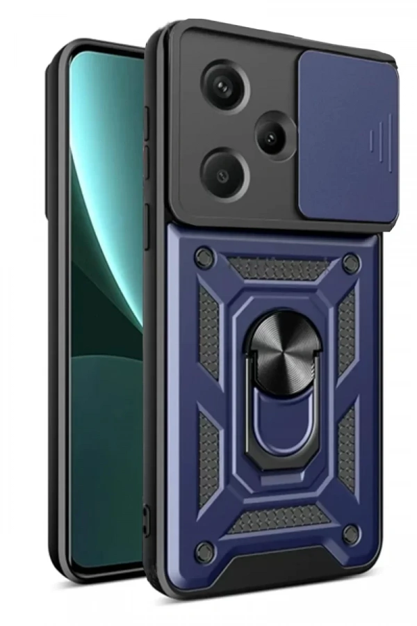 Xiaomi Redmi Note 13 Pro Plus Kılıf Pars Lens Yüzüklü Silikon - Lacivert