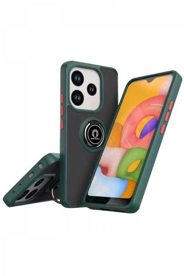 Xiaomi Redmi Note 14 4G Montreal Yüzüklü Silikon Kapak - Yeşil