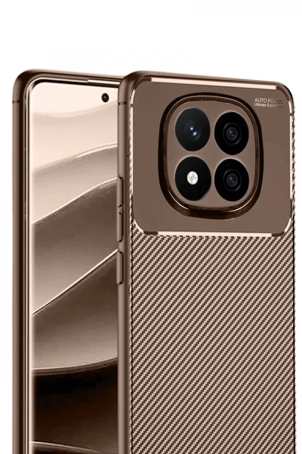Xiaomi Redmi Note 14 Pro 5G Kılıf Auto Focus Karbon Kapak - Kahverengi