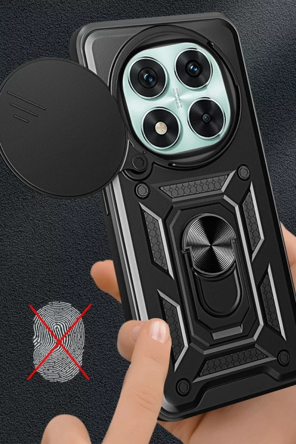 Xiaomi Redmi Note 14 Pro 5G Kılıf Pars Lens Yüzüklü Silikon - Siyah