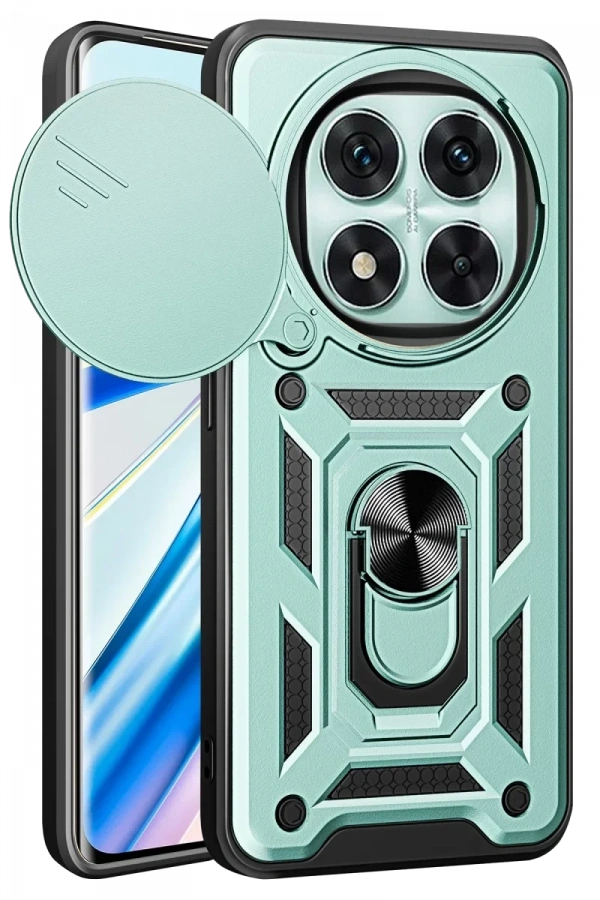 Xiaomi Redmi Note 14 Pro 5G Kılıf Pars Lens Yüzüklü Silikon - Yeşil
