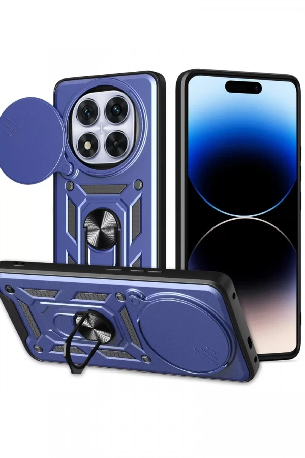 Xiaomi Redmi Note 14 Pro Plus Kılıf Pars Lens Yüzüklü Silikon - Lacivert