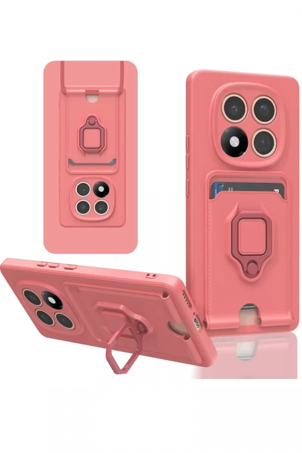 Xiaomi Redmi Note 14 Pro Plus Kılıf Zuma Kartvizitli Yüzüklü Silikon - Pembe