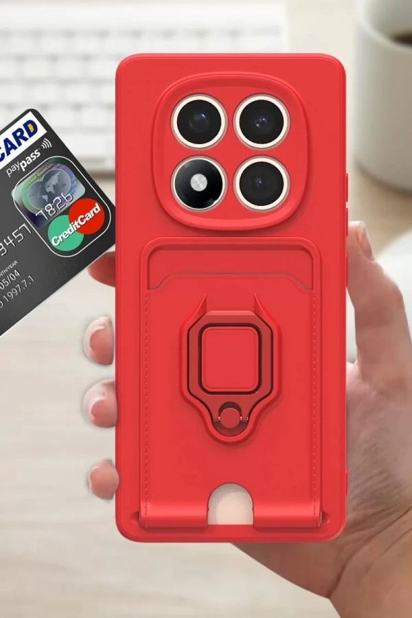 Xiaomi Redmi Note 14 Pro Plus Kılıf Zuma Kartvizitli Yüzüklü Silikon - Siyah