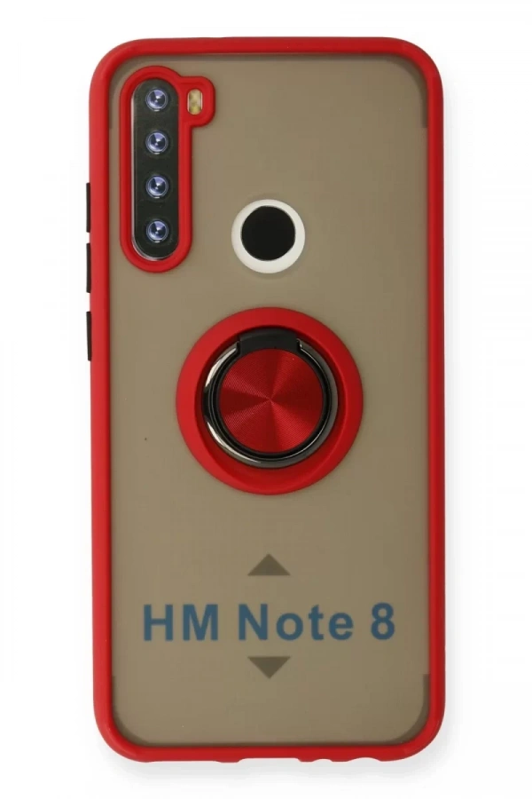 Xiaomi Redmi Note 8 Kılıf Montreal Yüzüklü Silikon Kapak - Kırmızı