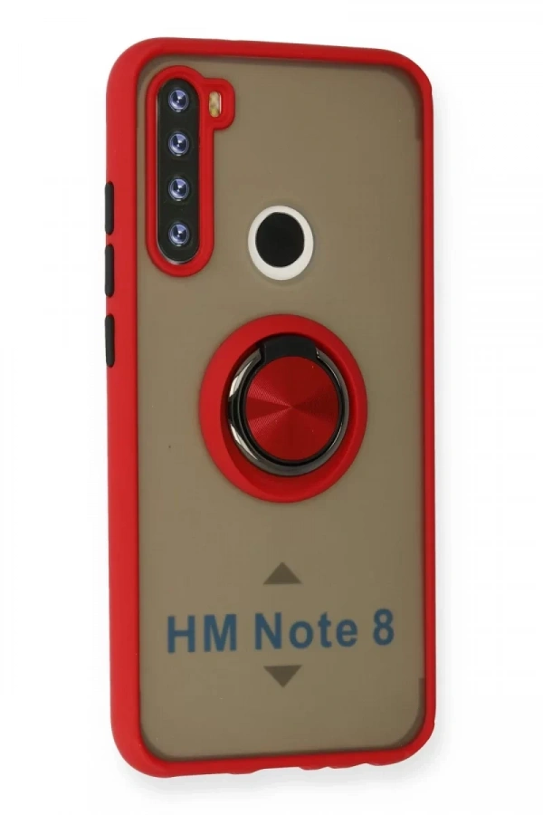 Xiaomi Redmi Note 8 Kılıf Montreal Yüzüklü Silikon Kapak - Kırmızı