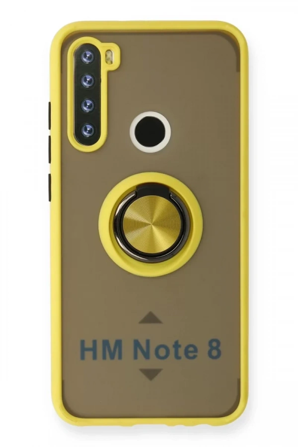 Xiaomi Redmi Note 8 Kılıf Montreal Yüzüklü Silikon Kapak - Sarı