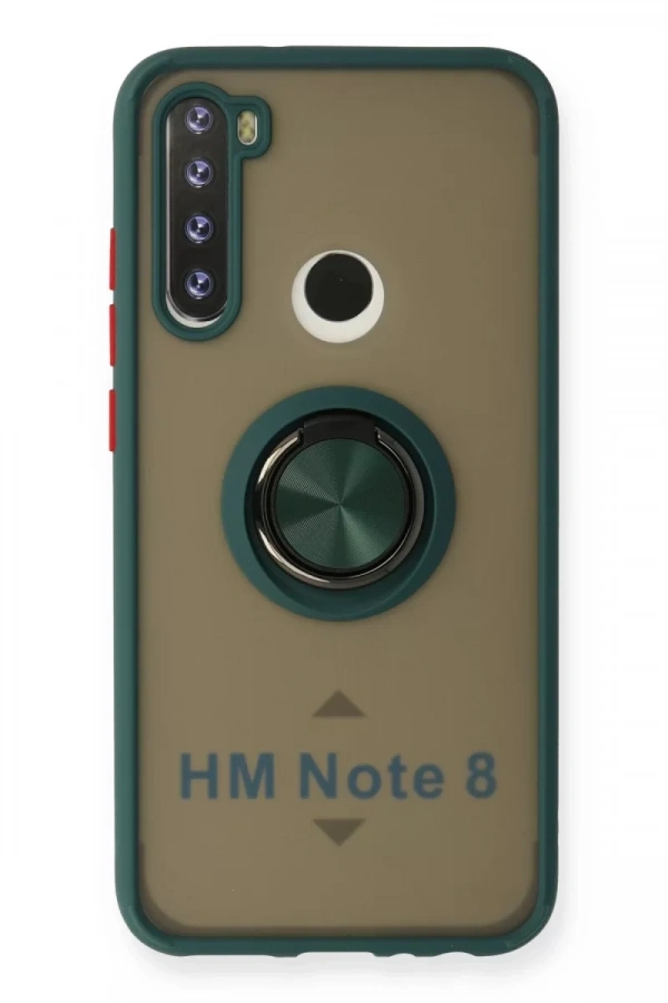Xiaomi Redmi Note 8 Kılıf Montreal Yüzüklü Silikon Kapak - Yeşil