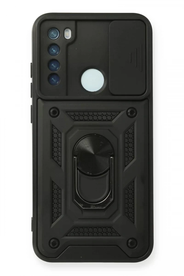 Xiaomi Redmi Note 8 Kılıf Pars Lens Yüzüklü Silikon - Siyah