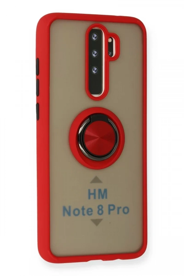 Xiaomi Redmi Note 8 Pro Kılıf Montreal Yüzüklü Silikon Kapak - Kırmızı