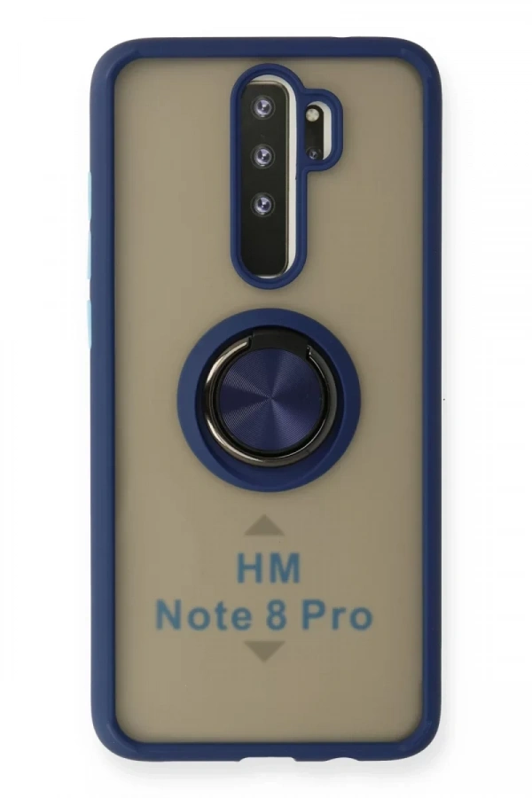 Xiaomi Redmi Note 8 Pro Kılıf Montreal Yüzüklü Silikon Kapak - Lacivert