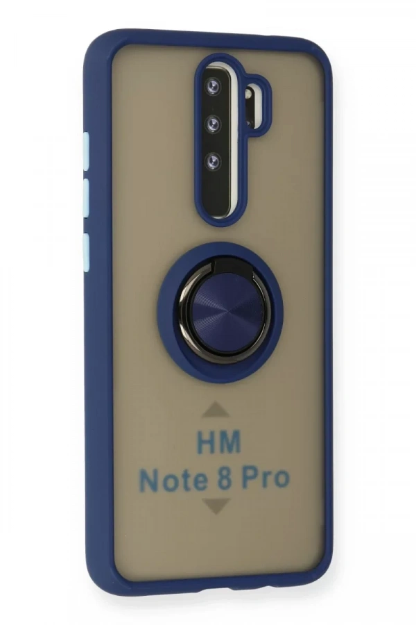 Xiaomi Redmi Note 8 Pro Kılıf Montreal Yüzüklü Silikon Kapak - Lacivert