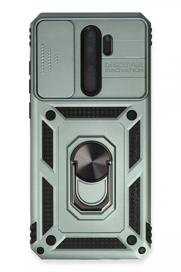 Xiaomi Redmi Note 8 Pro Kılıf Pars Lens Yüzüklü Silikon - Yeşil