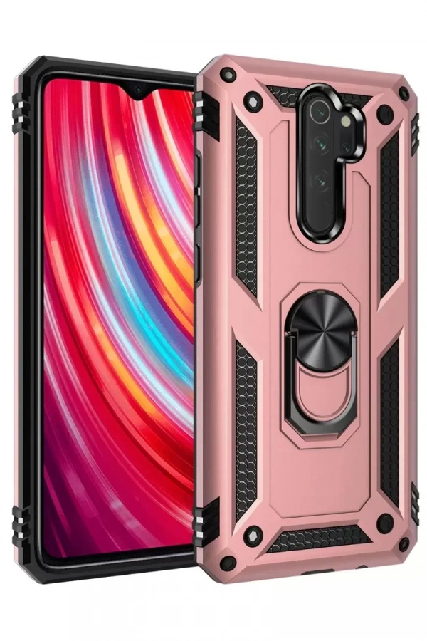 Xiaomi Redmi Note 8 Pro Kılıf Sofya Yüzüklü Silikon Kapak - Rose