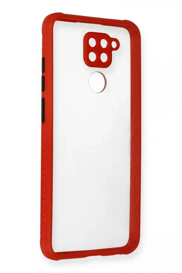 Xiaomi Redmi Note 9 Kılıf Miami Şeffaf Silikon - Kırmızı
