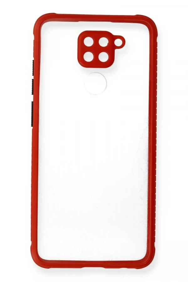 Xiaomi Redmi Note 9 Kılıf Miami Şeffaf Silikon - Kırmızı