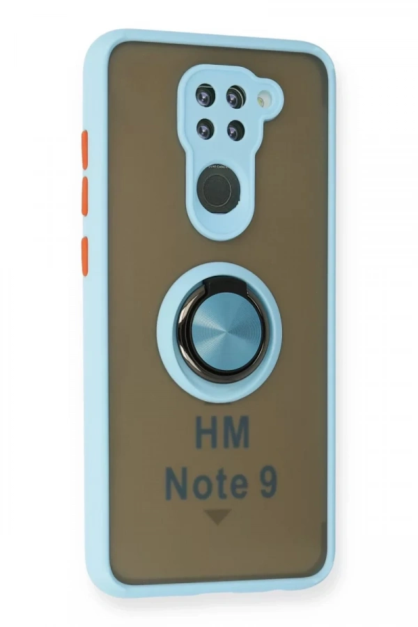 Xiaomi Redmi Note 9 Kılıf Montreal Yüzüklü Silikon Kapak - Buz Mavi