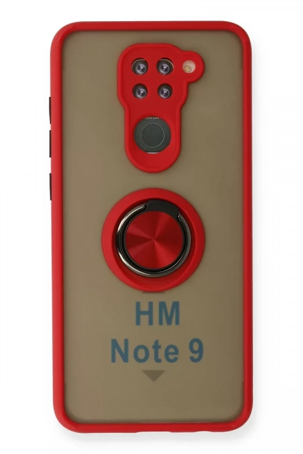 Xiaomi Redmi Note 9 Kılıf Montreal Yüzüklü Silikon Kapak - Kırmızı