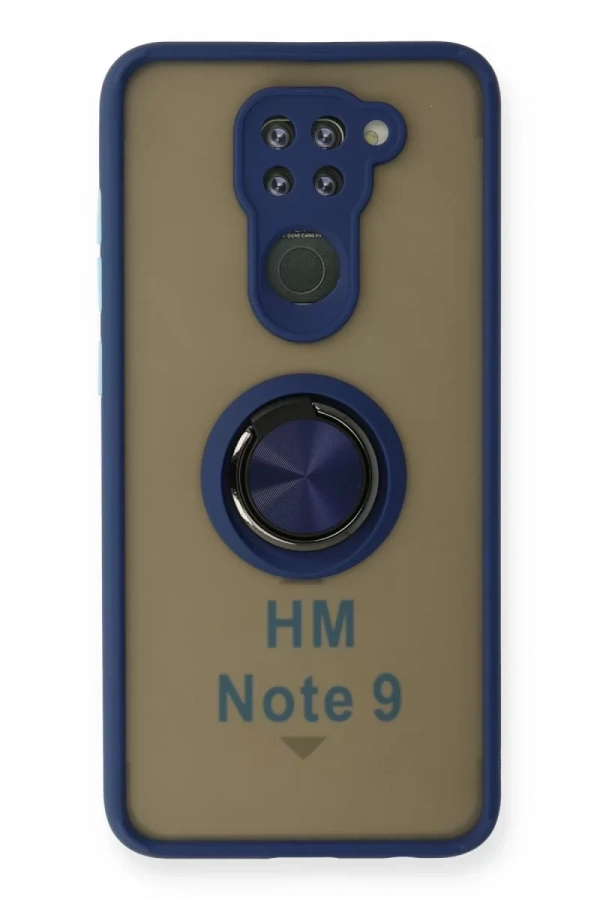 Xiaomi Redmi Note 9 Kılıf Montreal Yüzüklü Silikon Kapak - Lacivert