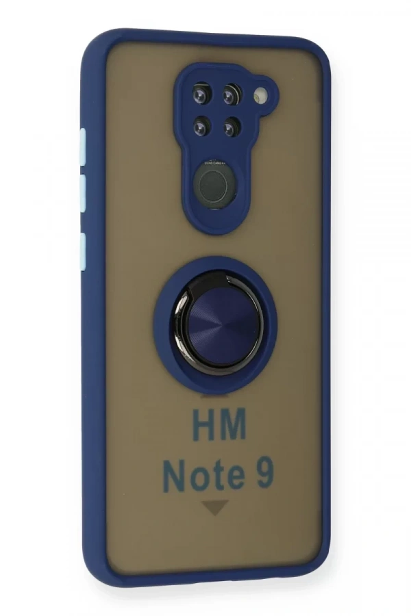 Xiaomi Redmi Note 9 Kılıf Montreal Yüzüklü Silikon Kapak - Lacivert