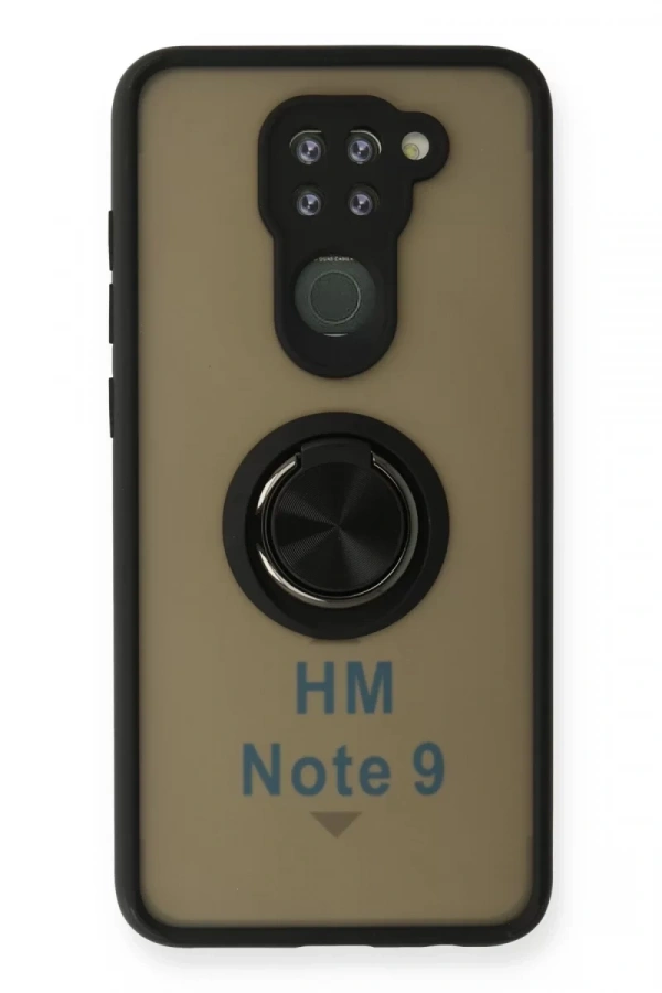 Xiaomi Redmi Note 9 Kılıf Montreal Yüzüklü Silikon Kapak - Siyah