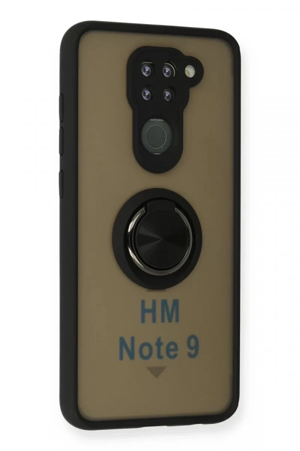 Xiaomi Redmi Note 9 Kılıf Montreal Yüzüklü Silikon Kapak - Siyah