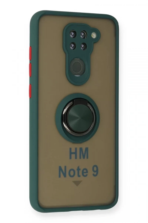 Xiaomi Redmi Note 9 Kılıf Montreal Yüzüklü Silikon Kapak - Yeşil