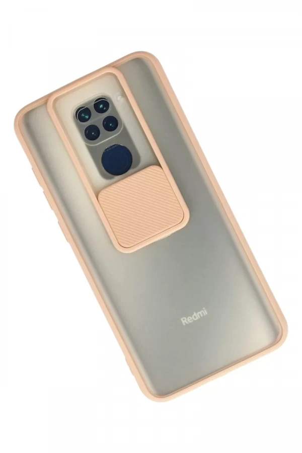 Xiaomi Redmi Note 9 Kılıf Palm Buzlu Kamera Sürgülü Silikon - Pembe
